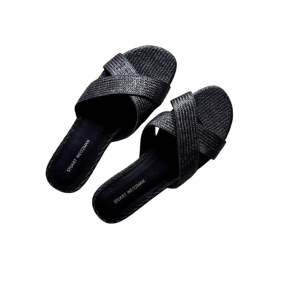 Stuart Weitzman Roza Flat Slide Black Women's Size 6.5